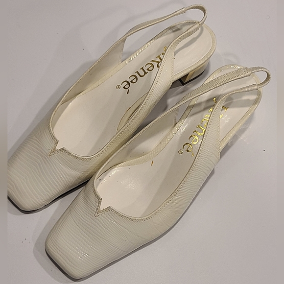 J. Renee Taveta Patent Lizard Embossed Slingback Block Heel Pumps - Picture 1 of 12